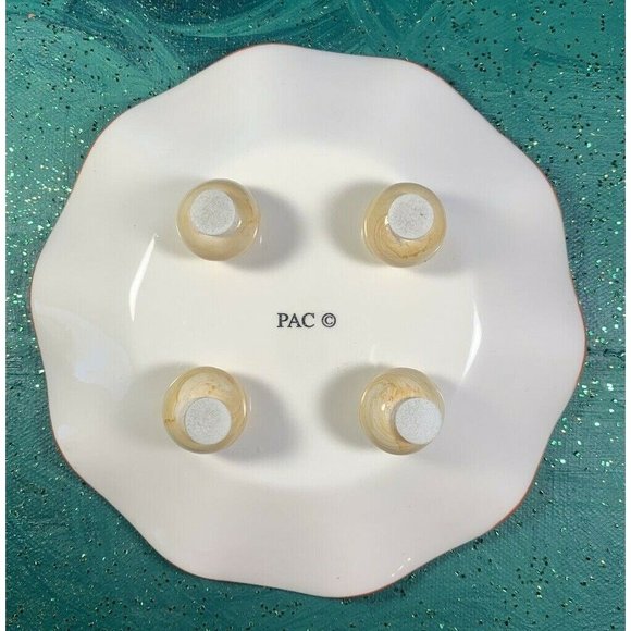 PAC ~ Cornucopia Autumn Decor Four Footed Ceramic Candle Dish ~ YaY! - Picture 4 of 11